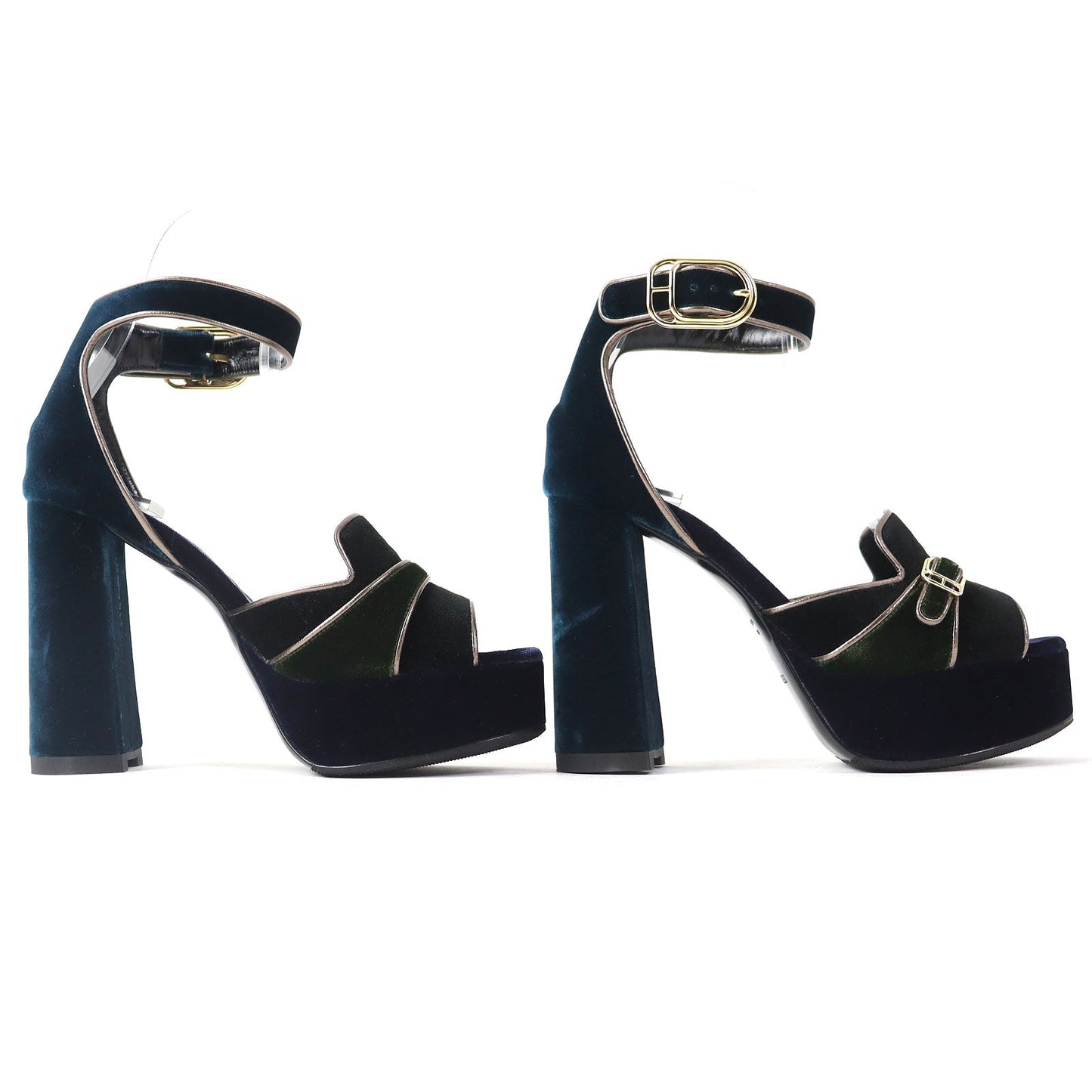 HERMÈS Violetta Ankle Strap Chunky Heel Sandals in Navy Velor, Size 36 – Made in Italy, 100% Authentic Pre-Owned (A Rank, 2020s)