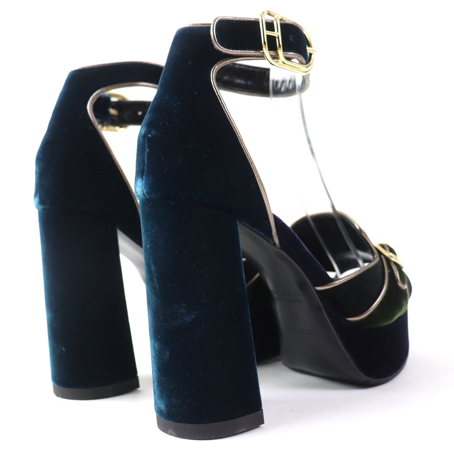 HERMÈS Violetta Ankle Strap Chunky Heel Sandals in Navy Velor, Size 36 – Made in Italy, 100% Authentic Pre-Owned (A Rank, 2020s)