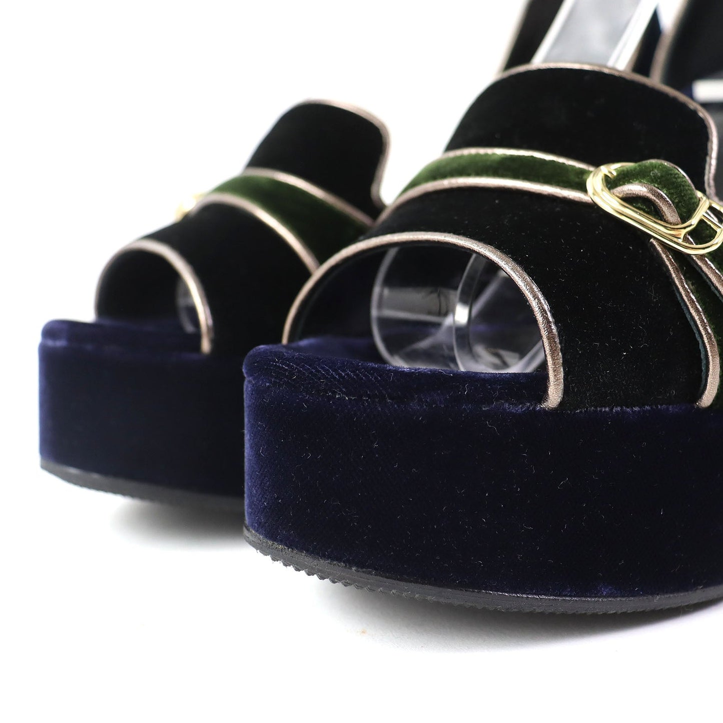 HERMÈS Violetta Ankle Strap Chunky Heel Sandals in Navy Velor, Size 36 – Made in Italy, 100% Authentic Pre-Owned (A Rank, 2020s)