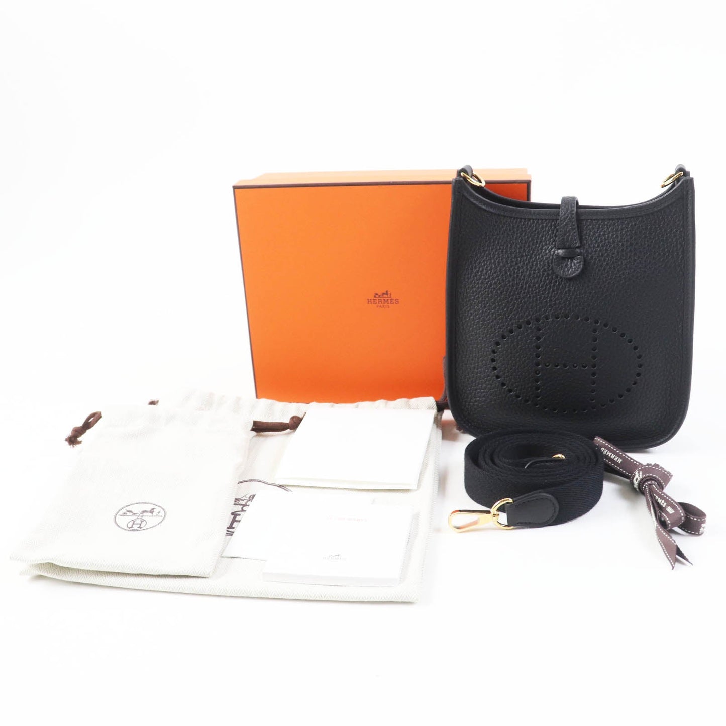 HERMÈS Evelyne TPM (très petit modèle)in Black Taurillon Clémence Leather with Palladium Hardware (2024) – 100% Authentic