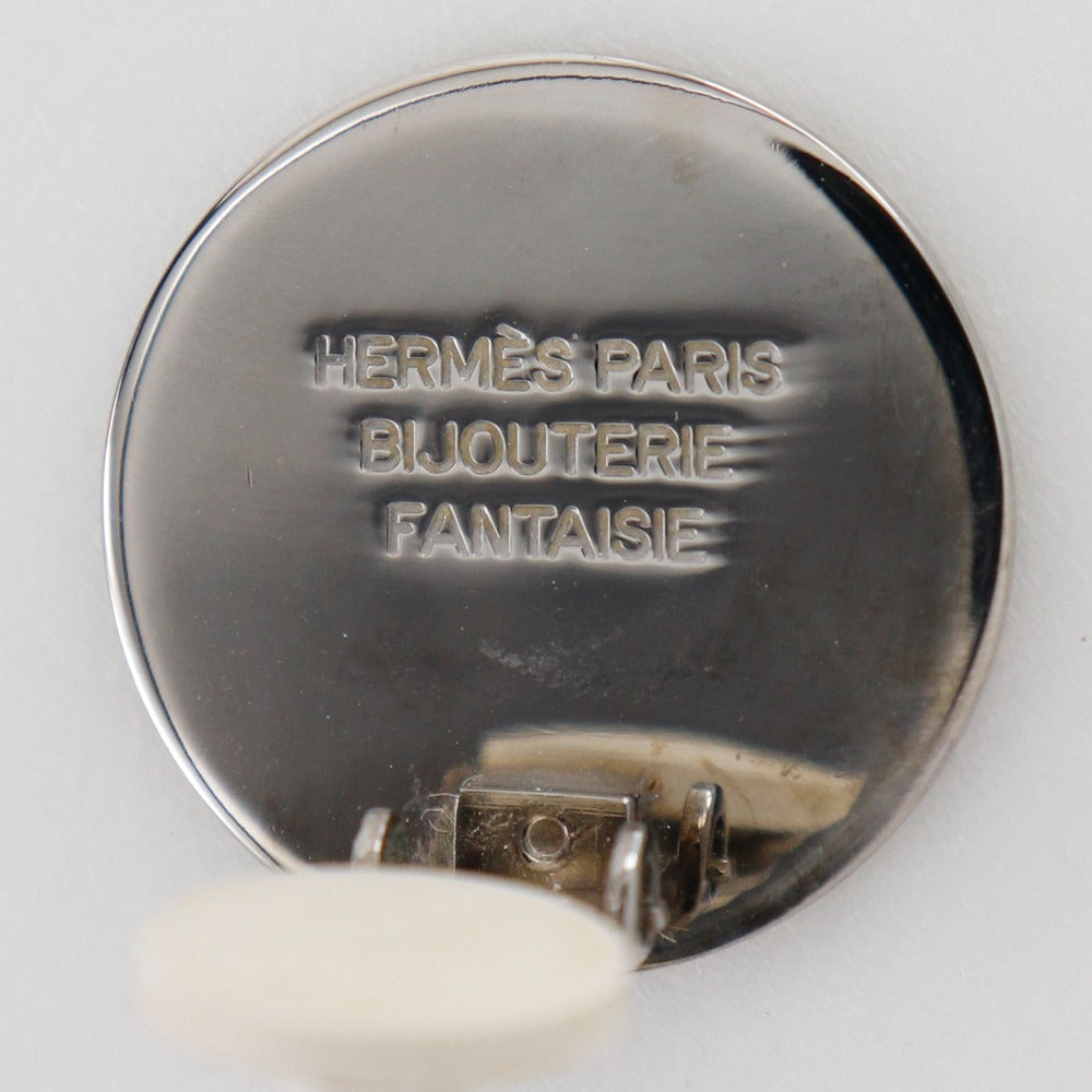 HERMÈS – BIJOUTERIE FANTAISIE “Série” Earrings Metallic Silver 100% Authentic Pre-Owned ✨ Excellent Condition