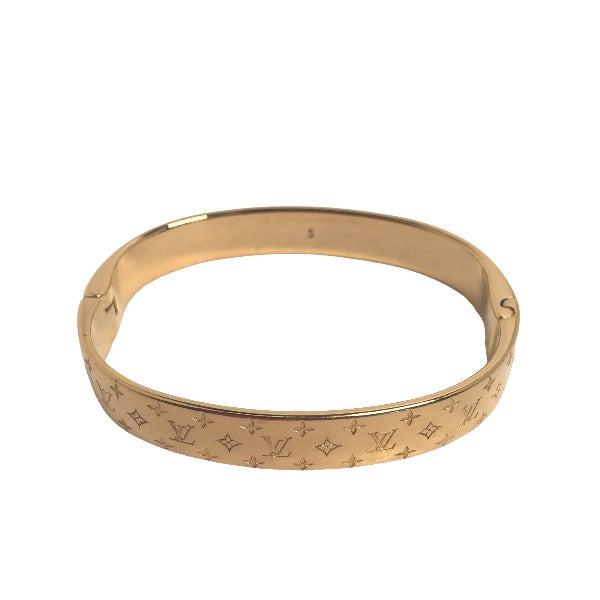LOUIS VUITTON Gold-Plated Nanogram Cuff Bracelet by Nicolas Ghesquière 2021 100% Authentic ✨Very Good Pre-Owned Condition