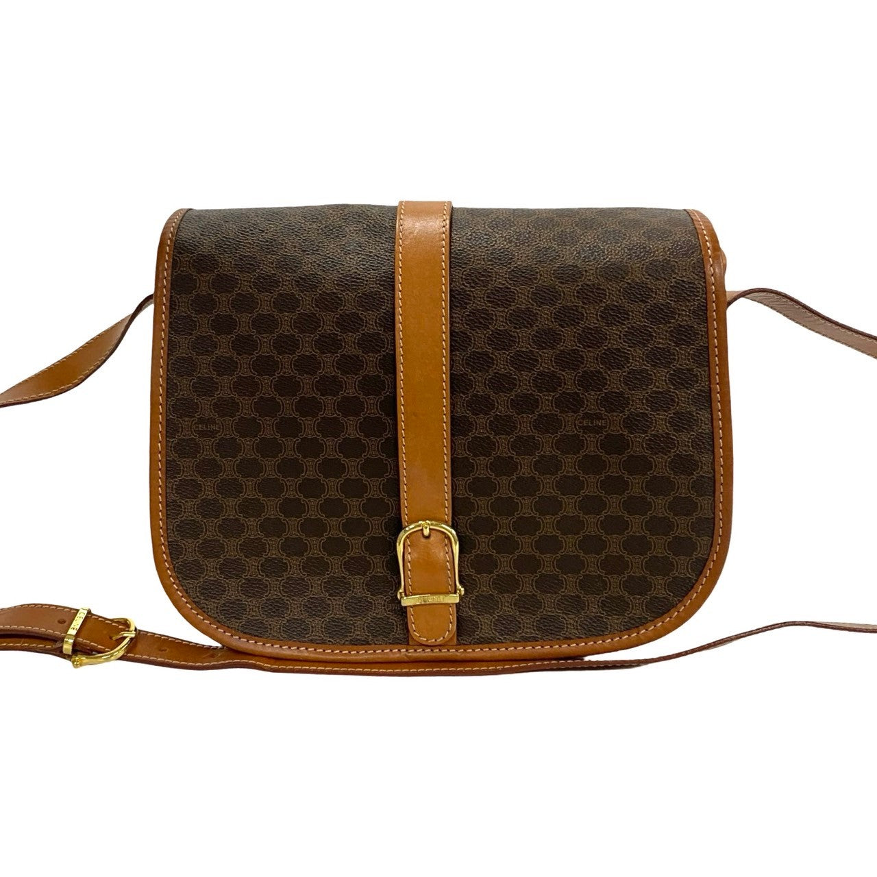 CELINE Shoulder Bag Leather, PVC Brown Macadam Blason Pattern Women(Unisex) Used Authentic
