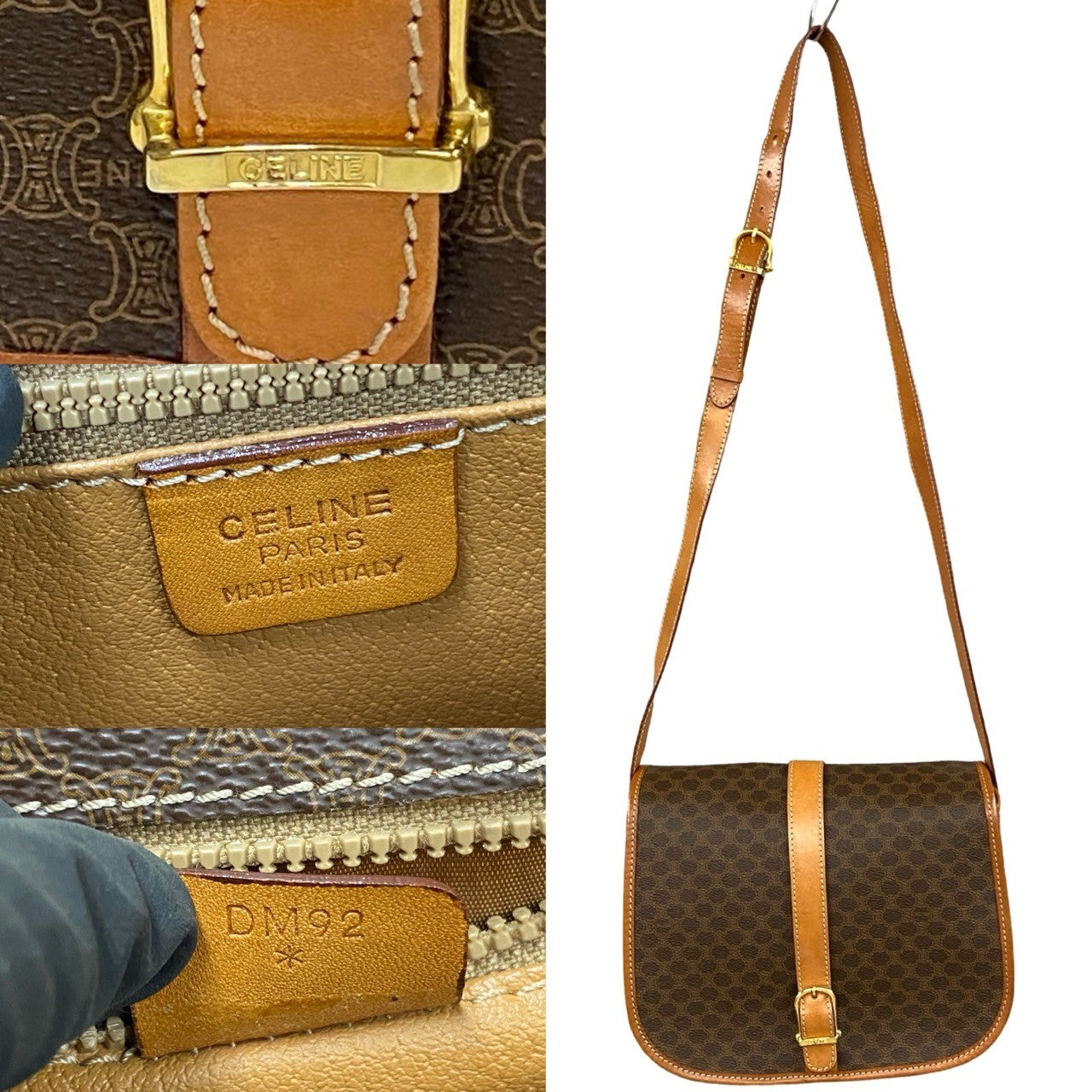 CELINE Shoulder Bag Leather, PVC Brown Macadam Blason Pattern Women(Unisex) Used Authentic