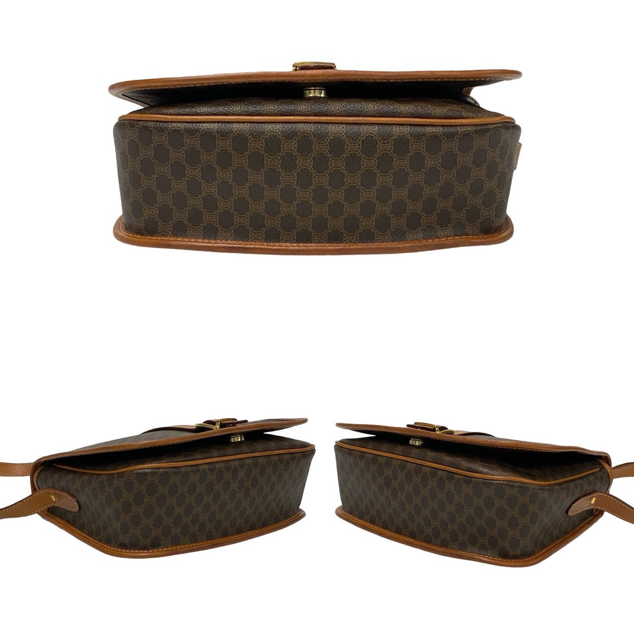 CELINE Shoulder Bag Leather, PVC Brown Macadam Blason Pattern Women(Unisex) Used Authentic