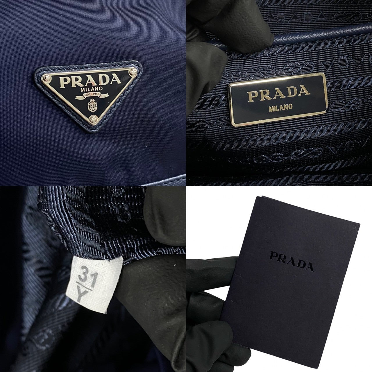 PRADA Triangle Logo Metal –– Navy – 100% Authentic Pre-Owned