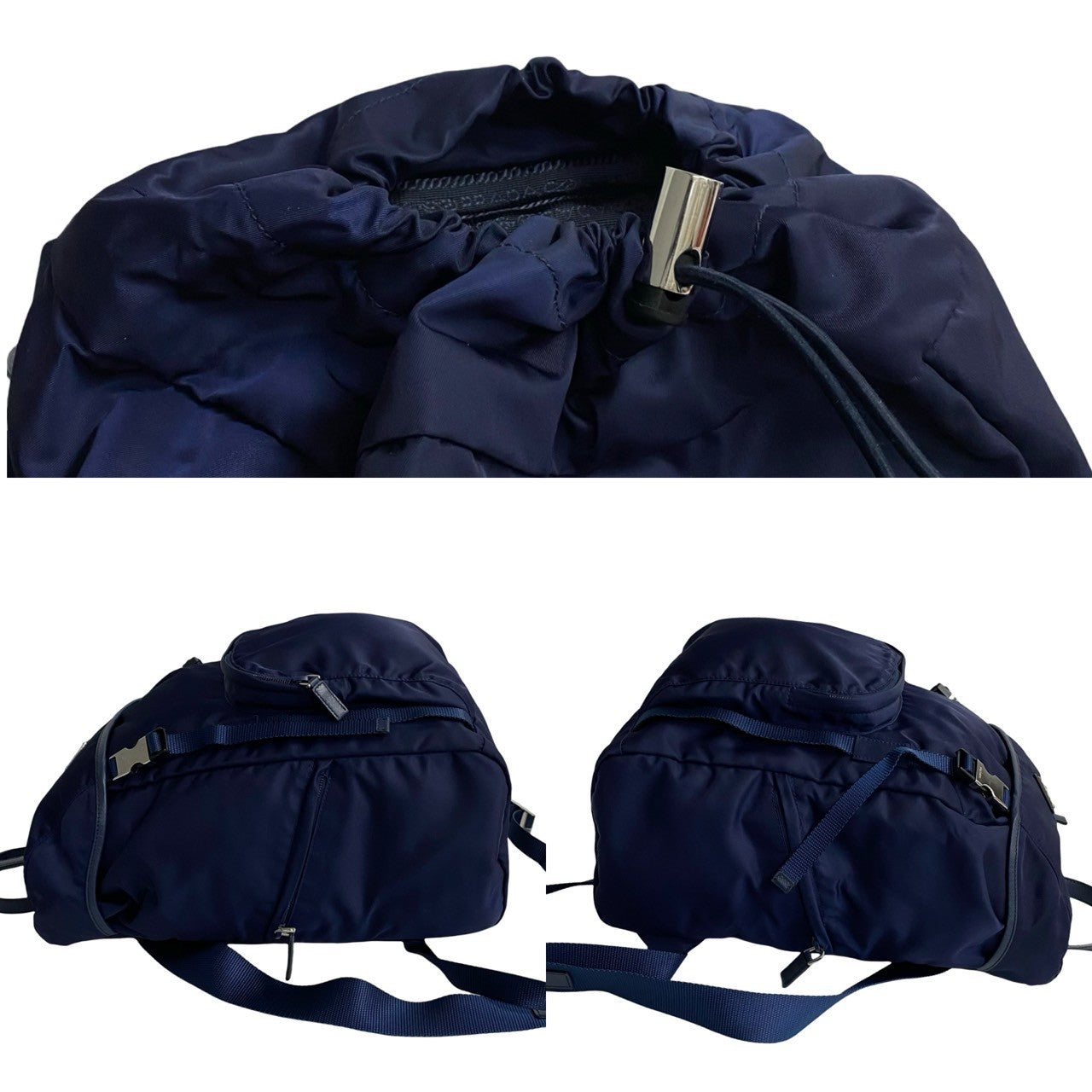 PRADA Triangle Logo Metal –– Navy – 100% Authentic Pre-Owned