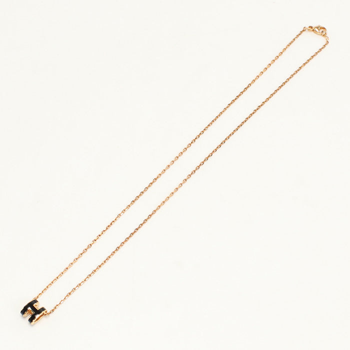 Hermès– Mini Pop H Necklace – Black Enamel, Gold Plated – Introduced 2010s – Inspired by Philippe Mouquet – 100% Authentic Pre-Owned A Rank ✨ Excellent