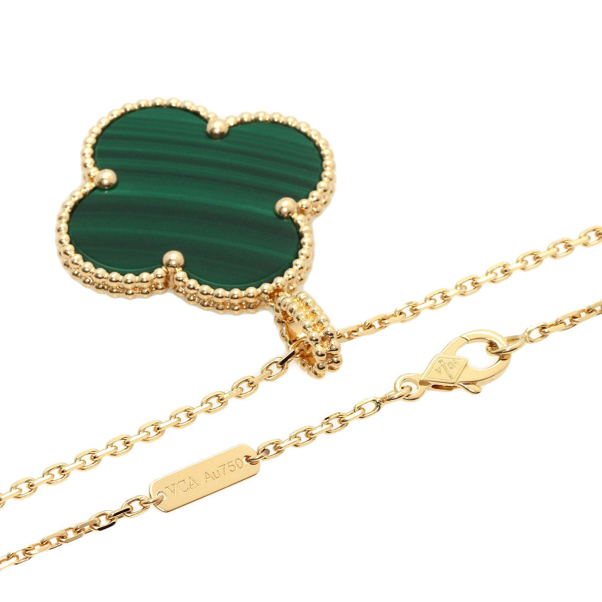 VAN CLEEF & ARPELS Magic Alhambra Malachite 18K Yellow Gold Introduced 2006 100% Authentic Pre-Owned β¨