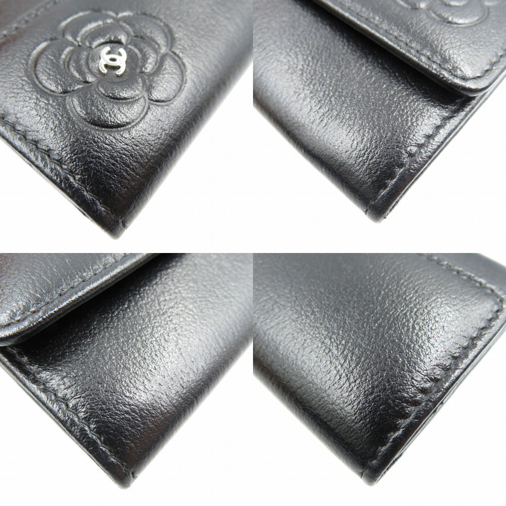 CHANEL Camelia Black Leather Card Case, 2011–2012 Item Karl Lagerfeld – 100% Authentic Pre-Owned