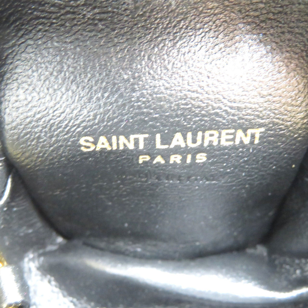 SAINT LAURENT PARIS Coin case Tweed, Leather black preowned 100% Authentic