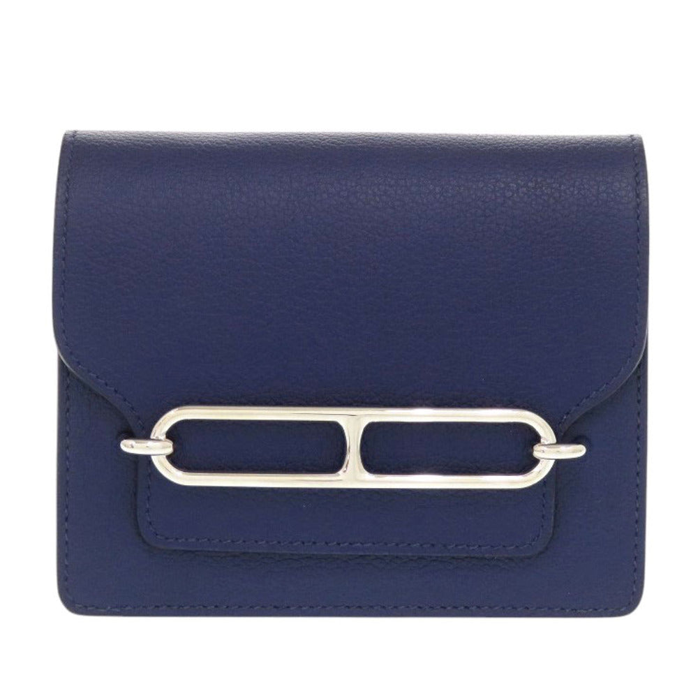 HERMÈS Lovis Mini Coin Case – Evercolor Leather in Blue Saphir (Circa 2020) – Pre-Owned, 100% Authentic (Genuine) 6L0441IP6R8