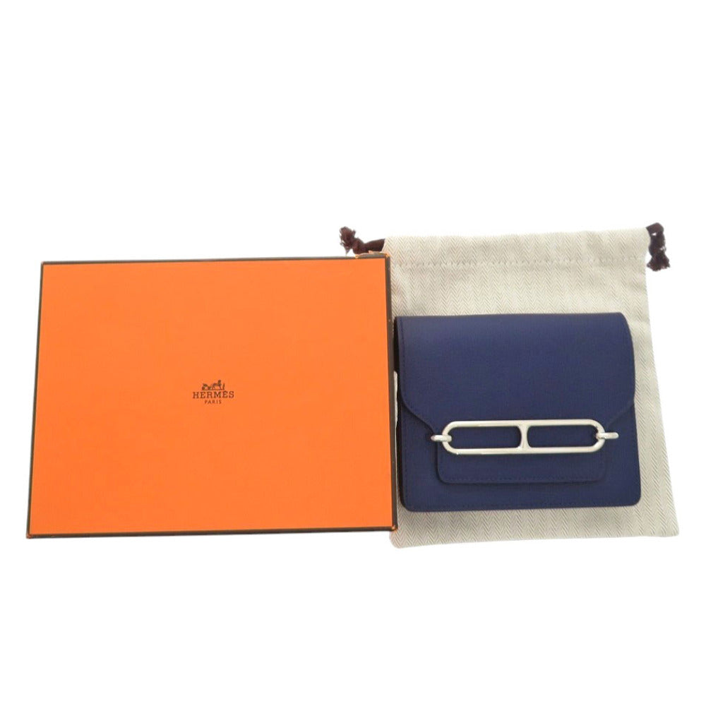 HERMÈS Lovis Mini Coin Case – Evercolor Leather in Blue Saphir (Circa 2020) – Pre-Owned, 100% Authentic (Genuine) 6L0441IP6R8