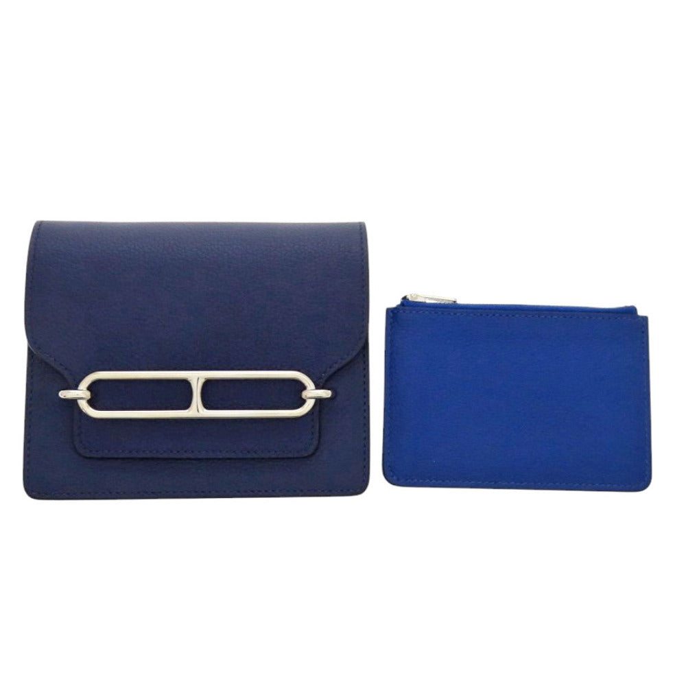 HERMÈS Lovis Mini Coin Case – Evercolor Leather in Blue Saphir (Circa 2020) – Pre-Owned, 100% Authentic (Genuine) 6L0441IP6R8