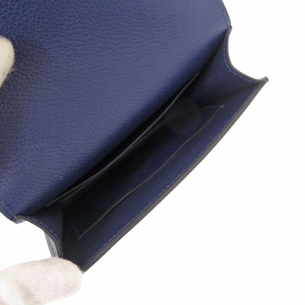 HERMÈS Lovis Mini Coin Case – Evercolor Leather in Blue Saphir (Circa 2020) – Pre-Owned, 100% Authentic (Genuine) 6L0441IP6R8