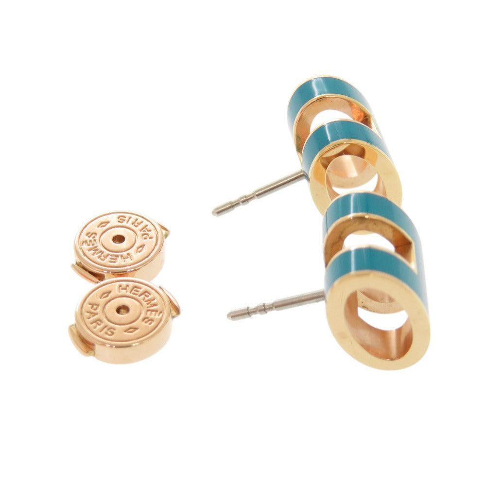 HERMÈS Pop H Earrings Blue Metal 100% Authentic Pre Owned