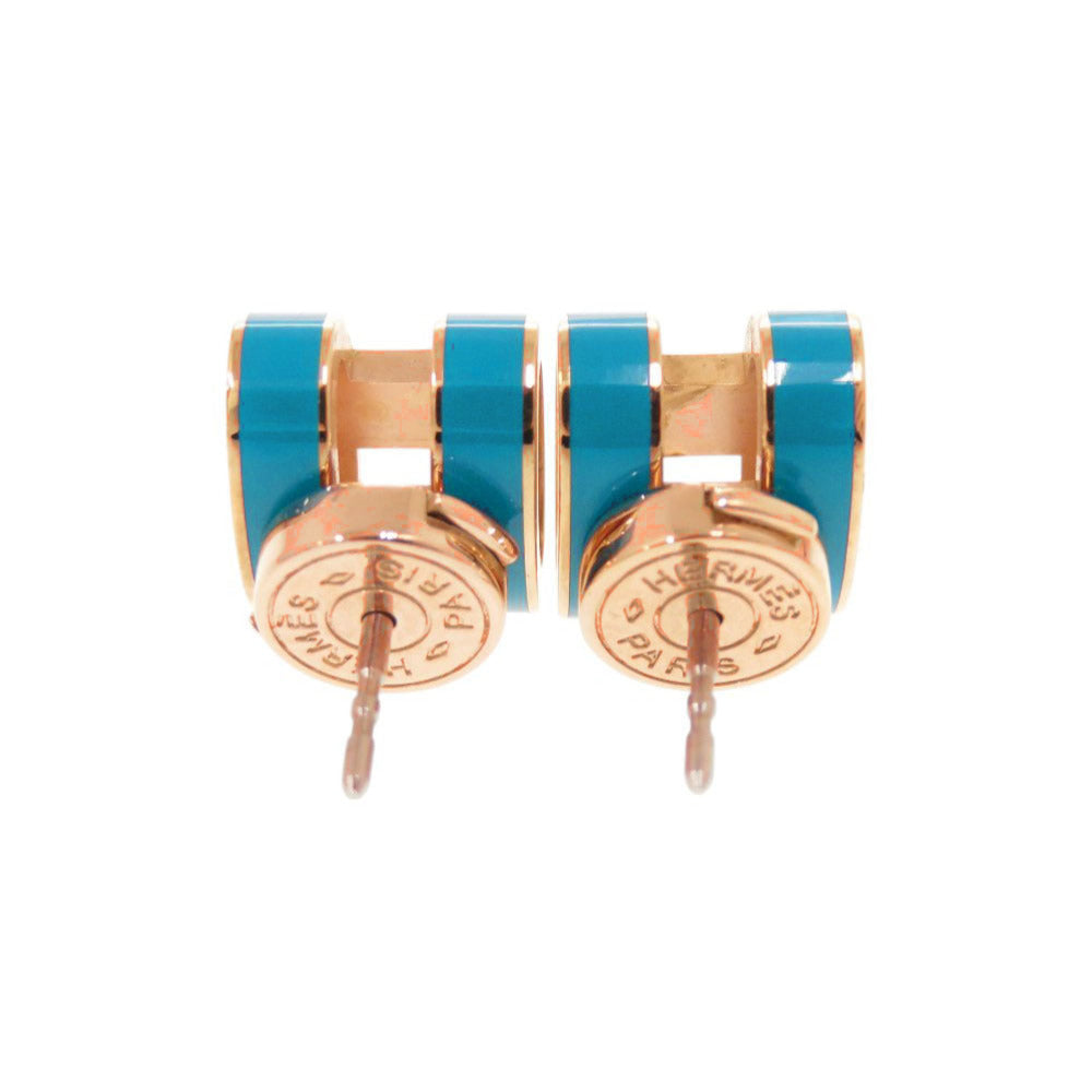 HERMÈS Pop H Earrings Blue Metal 100% Authentic Pre Owned