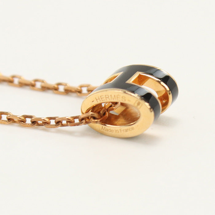 Hermès– Mini Pop H Necklace – Black Enamel, Gold Plated – Introduced 2010s – Inspired by Philippe Mouquet – 100% Authentic Pre-Owned A Rank ✨ Excellent