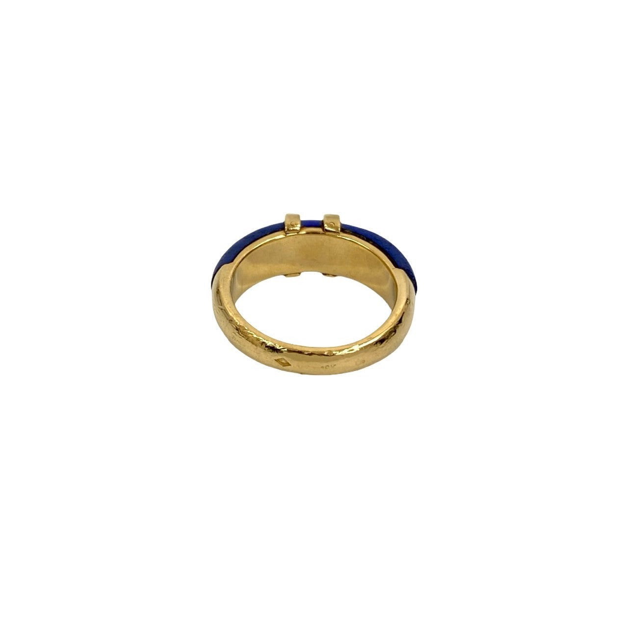 HERMÈS – H Logo Motif Ring – 18K Yellow Gold & Lapis Lazuli – Women – 100% Authentic Pre-Owned – AB Rank ✨ Excellent