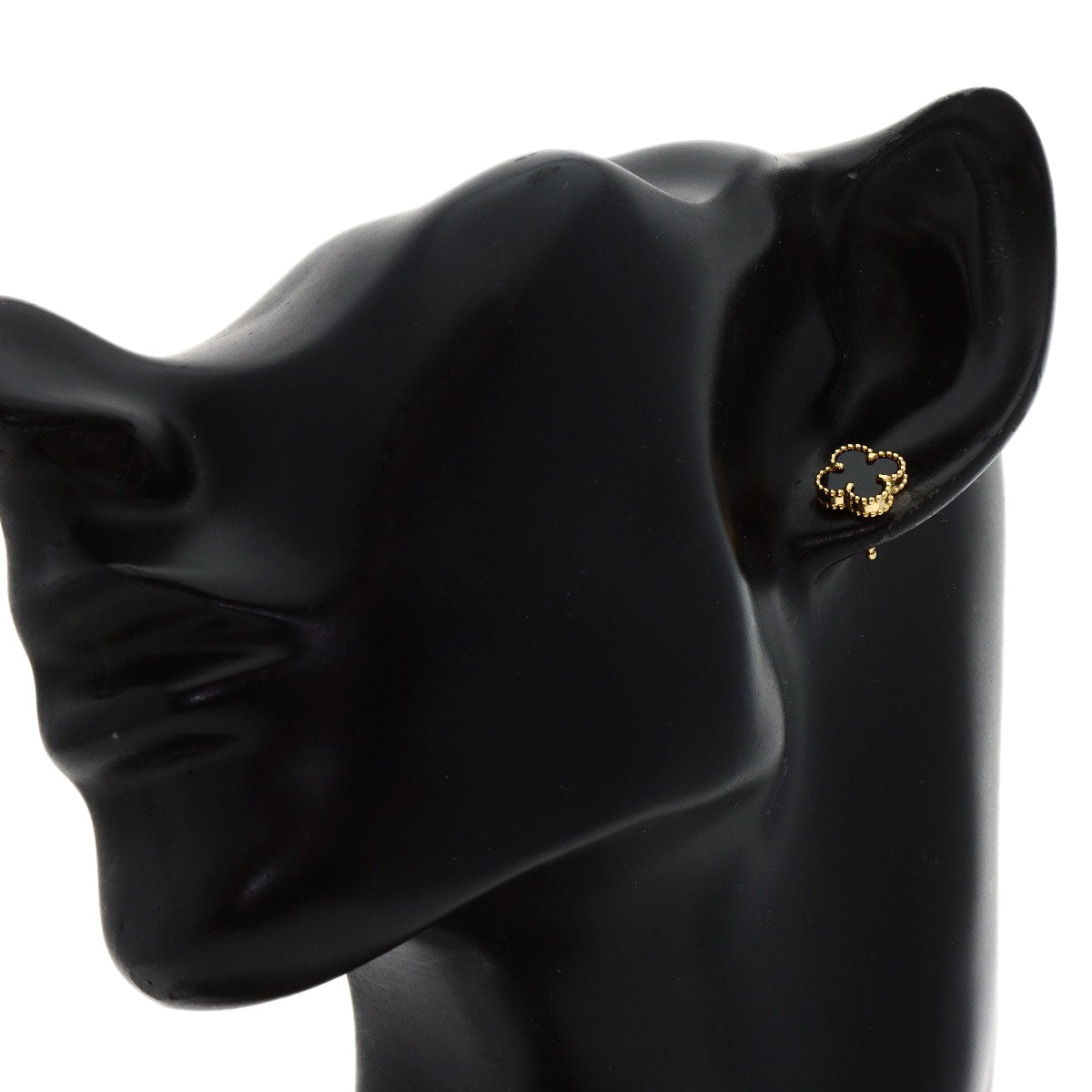 VAN CLEEF & ARPELS Sweet Alhambra Onyx Pierced Earrings 18K Yellow Gold 100% Authentic Pre-Owned Rank✨ Excellent