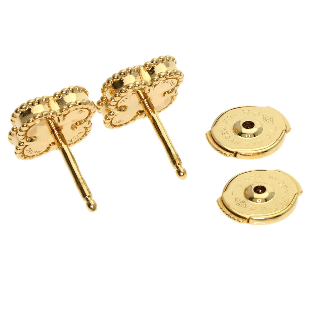 VAN CLEEF & ARPELS Sweet Alhambra Onyx Pierced Earrings 18K Yellow Gold 100% Authentic Pre-Owned Rank✨ Excellent