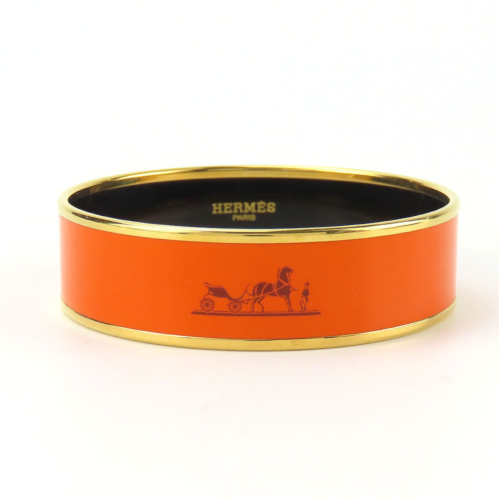HERMÈS GM Bangle Orange Cloisonné enamel on metal 100% Authentic Pre-Owned ✨ Excellent condition