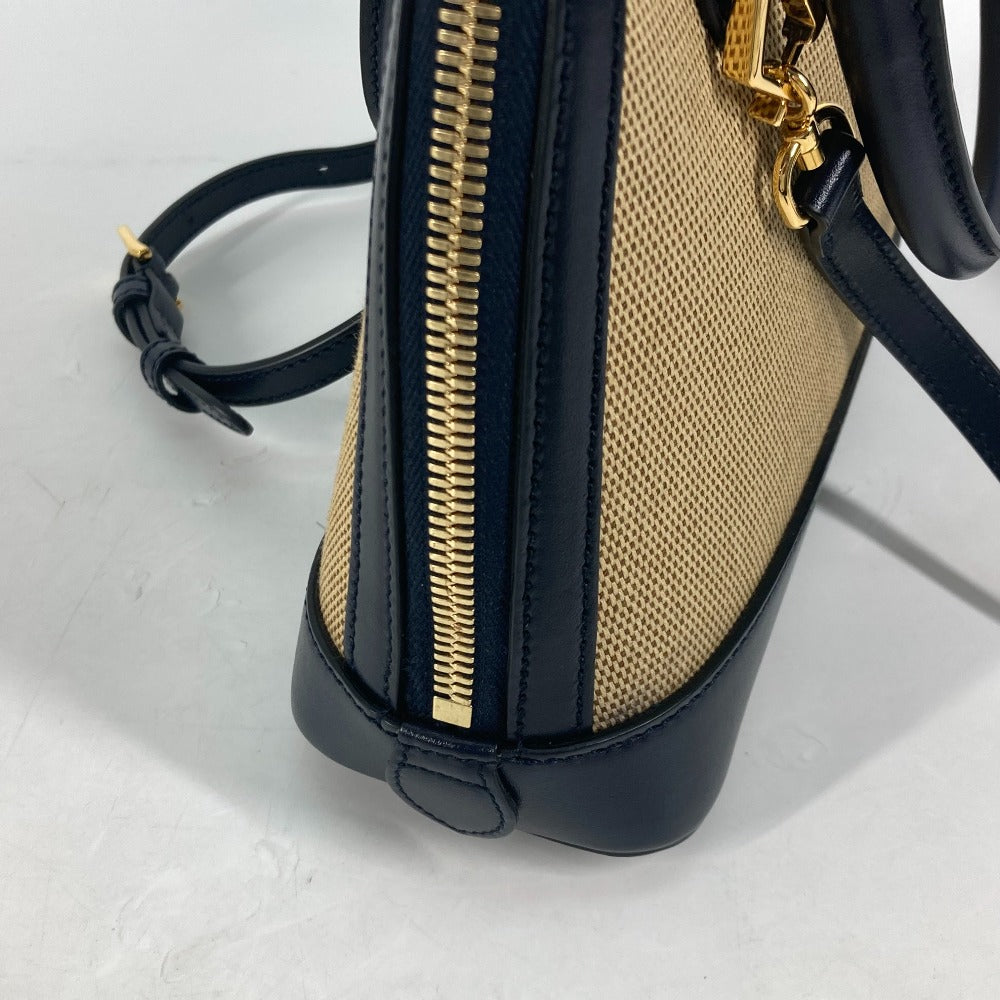 GUCCI Horsebit 1955 Small Top Handle in Beige & Dark Navy Canvas Leather – 2023 Alessandro Michele – 100% Authentic Pre-Owned ✨Like New