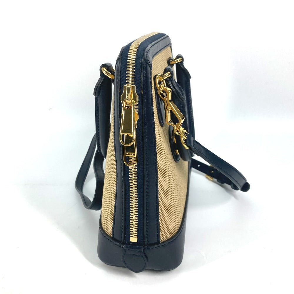 GUCCI Horsebit 1955 Small Top Handle in Beige & Dark Navy Canvas Leather – 2023 Alessandro Michele – 100% Authentic Pre-Owned ✨Like New