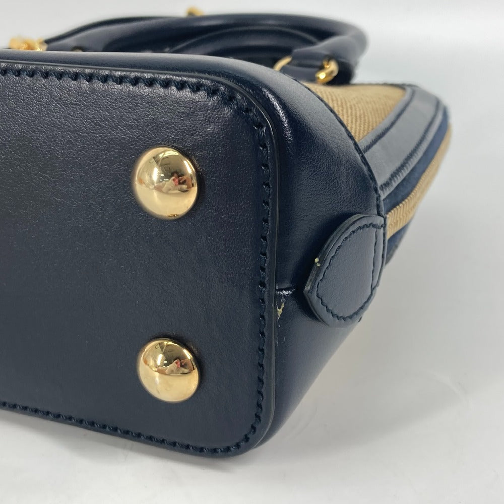 GUCCI Horsebit 1955 Small Top Handle in Beige & Dark Navy Canvas Leather – 2023 Alessandro Michele – 100% Authentic Pre-Owned ✨Like New