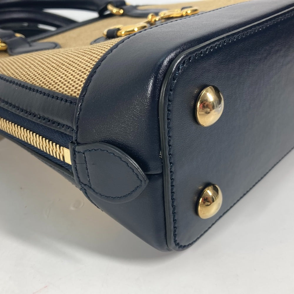 GUCCI Horsebit 1955 Small Top Handle in Beige & Dark Navy Canvas Leather – 2023 Alessandro Michele – 100% Authentic Pre-Owned ✨Like New