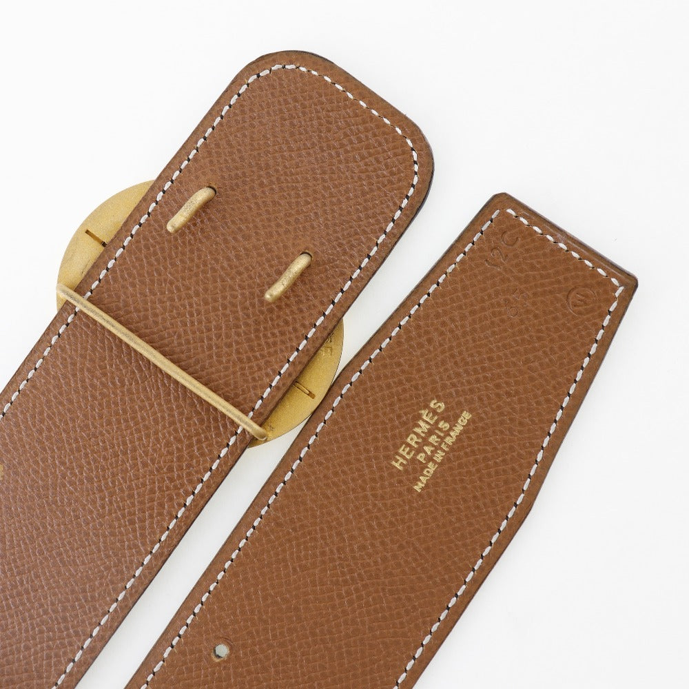HERMÈS Boxcalf & Courchevel Belt with Horse Medallion Buckle 100% Authentic ✨Excellent Pre-Owned