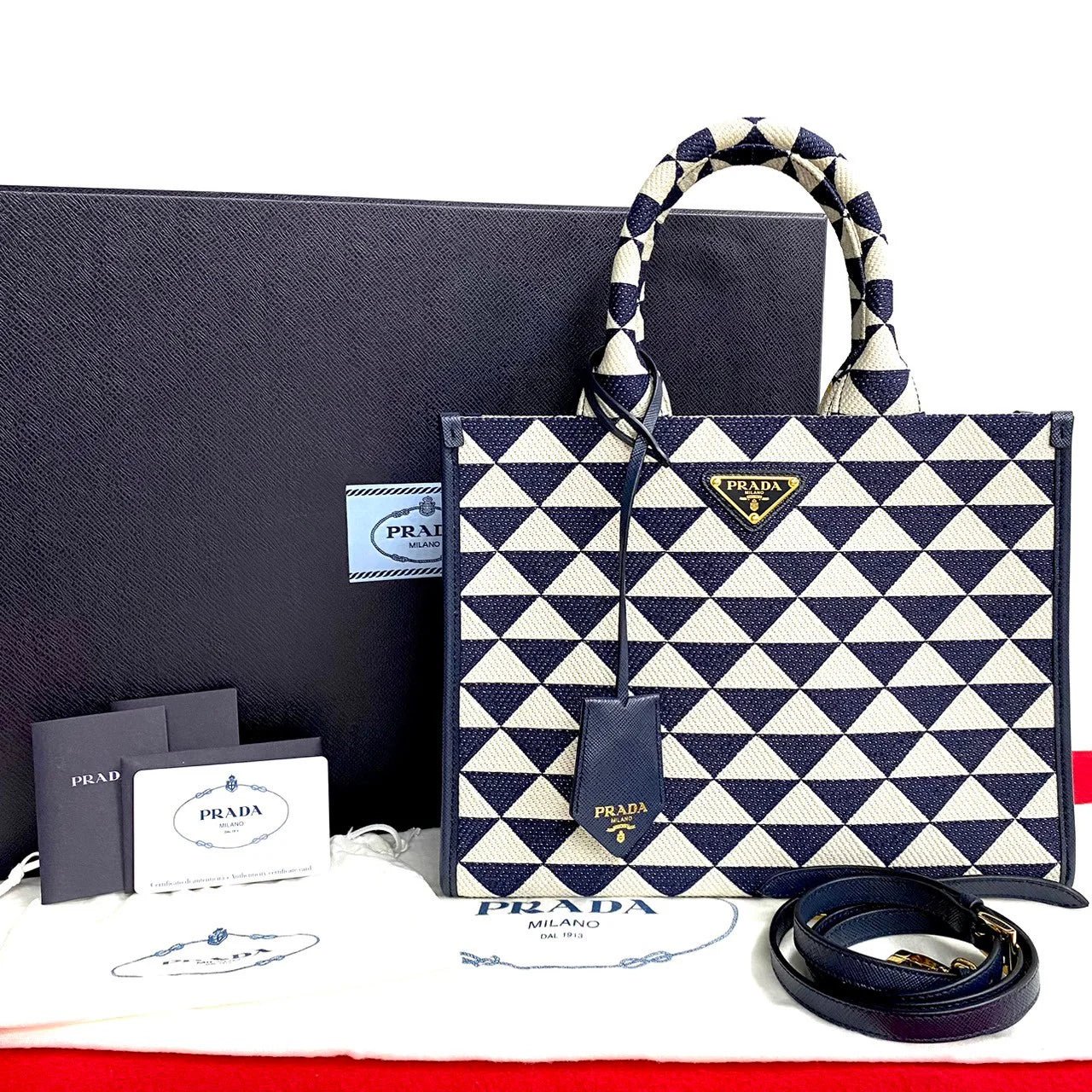 PRADA – Symbol Embroidery Fabric Handbag – Miuccia Prada– 100% Authentic Pre-Owned ✨Excellent, like-ne
