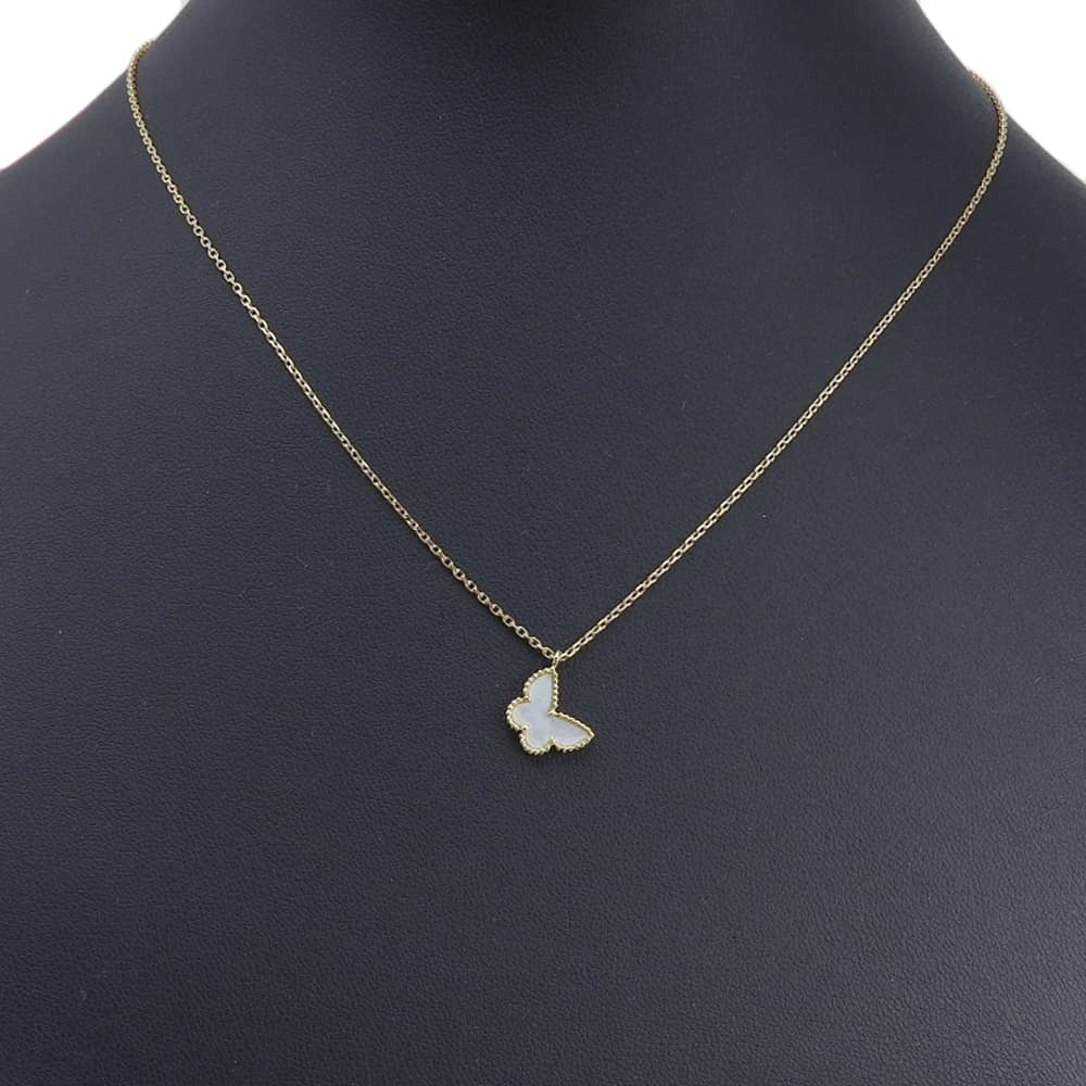 Van Cleef & Arpels β Sweet Alhambra Papillon Necklace β 18K Yellow Gold & Mother-of-Pearl β Introduced 2007 β 100% Authentic Pre-Owned β¨