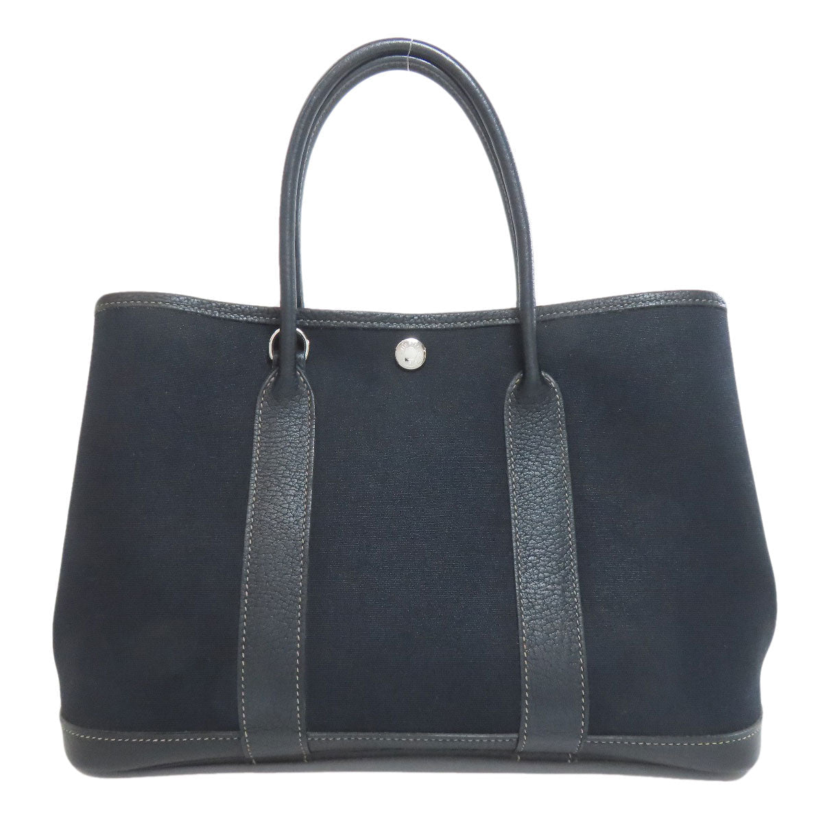 HERMÈS Garden Party TPM – Black Towar Officche Leather – Silver-Tone Metal – 100% Authentic ✨Very Good Condition Pre-Owned