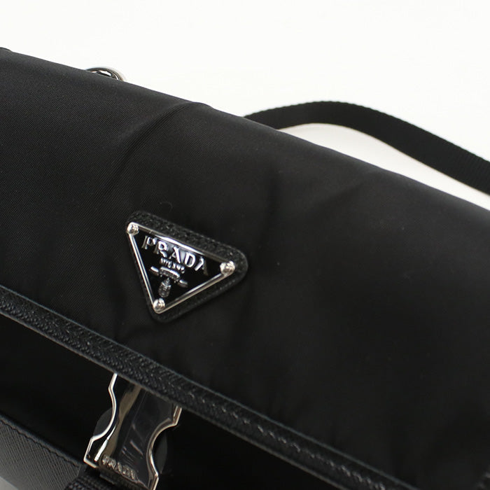 PRADA Diagonal Shoulder Bag – Nylon & Saffiano Leather – Black – Men’s – 100% Authentic Pre-Owned✨ Excellent Pre-Owned Condition no