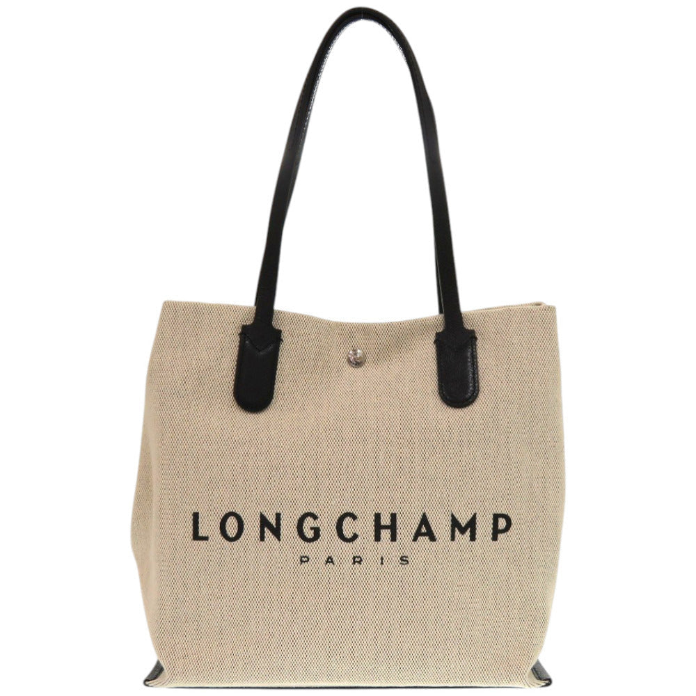 LONGCHAMP – Tote Bag – Rozo – Beige Canvas & Leather – 100% Authentic-✨Excellent Pre Owned Condition