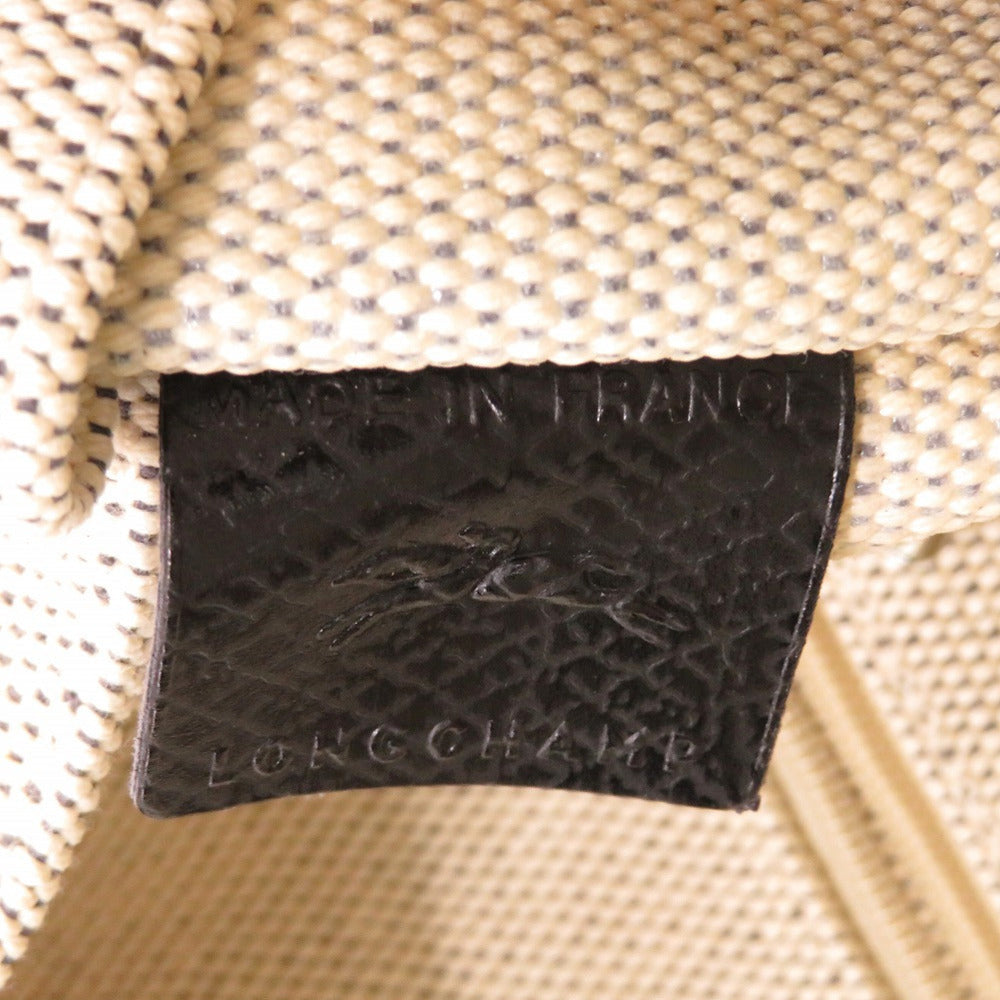 LONGCHAMP – Tote Bag – Rozo – Beige Canvas & Leather – 100% Authentic-✨Excellent Pre Owned Condition