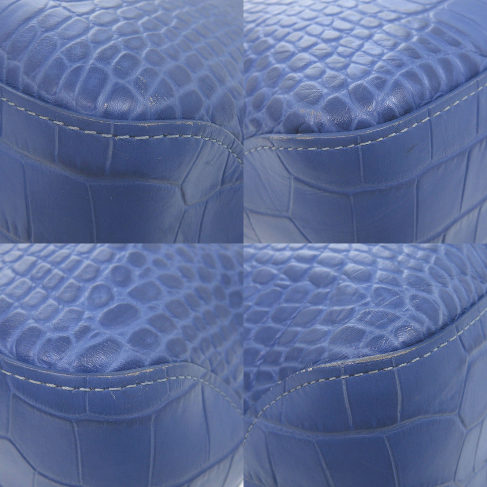 Longchamp – Rozo Tote Bag Blue Crocodile-Embossed Leather – 100% Authentic ✨Very Good Pre-Owned Condition