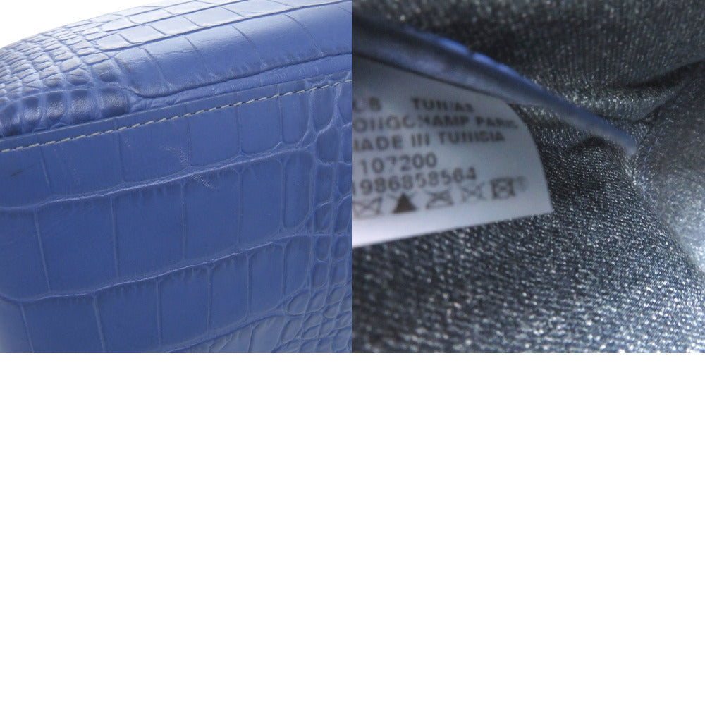 Longchamp – Rozo Tote Bag Blue Crocodile-Embossed Leather – 100% Authentic ✨Very Good Pre-Owned Condition