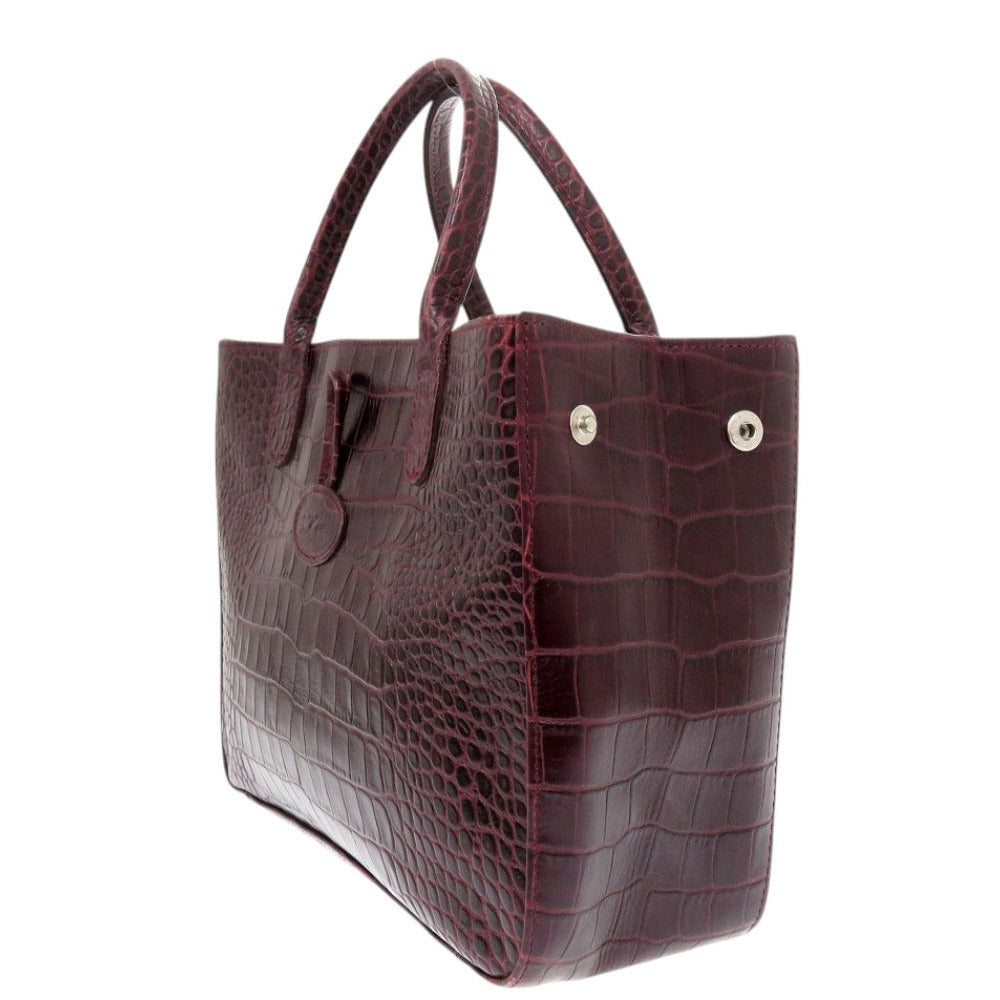 LONGCHAMP – Handbag – Rozo – Embossed Leather Bordeaux – 1998 – 100% Authentic ✨Excellent Pre-Owned Vintage Condition