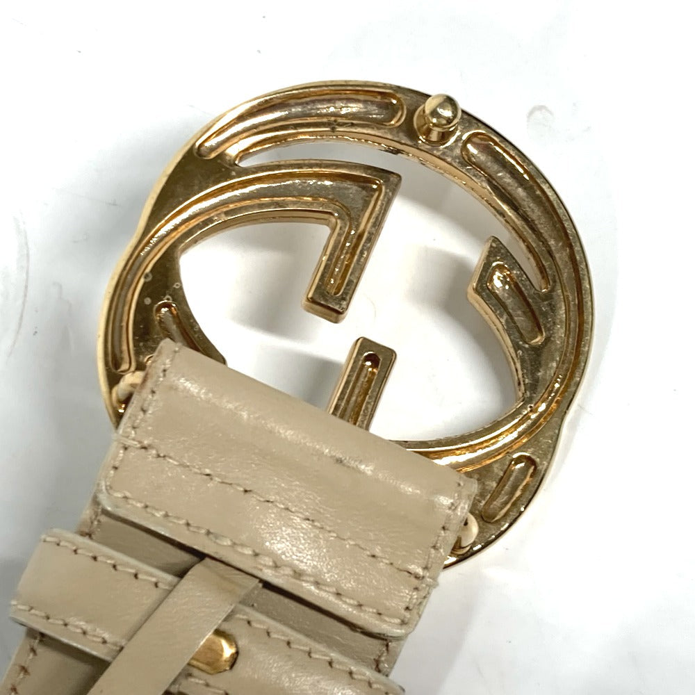 GUCCI – GG Logo Belt Beige Leather – Women’s Size 65 – 100% Authentic ✨Very Good Pre-Owned Condition
