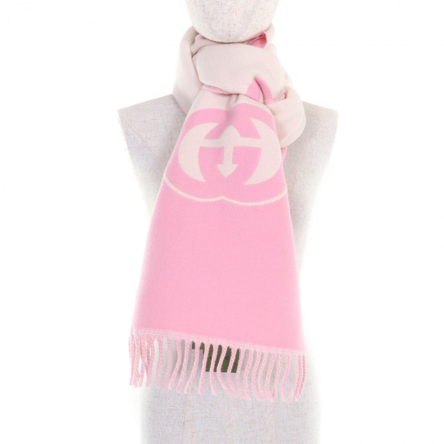 GUCCI – Scarf – Ivory Pink Wool & Cashmere – 100% Authentic Pre-Owned ✨Unused Condition