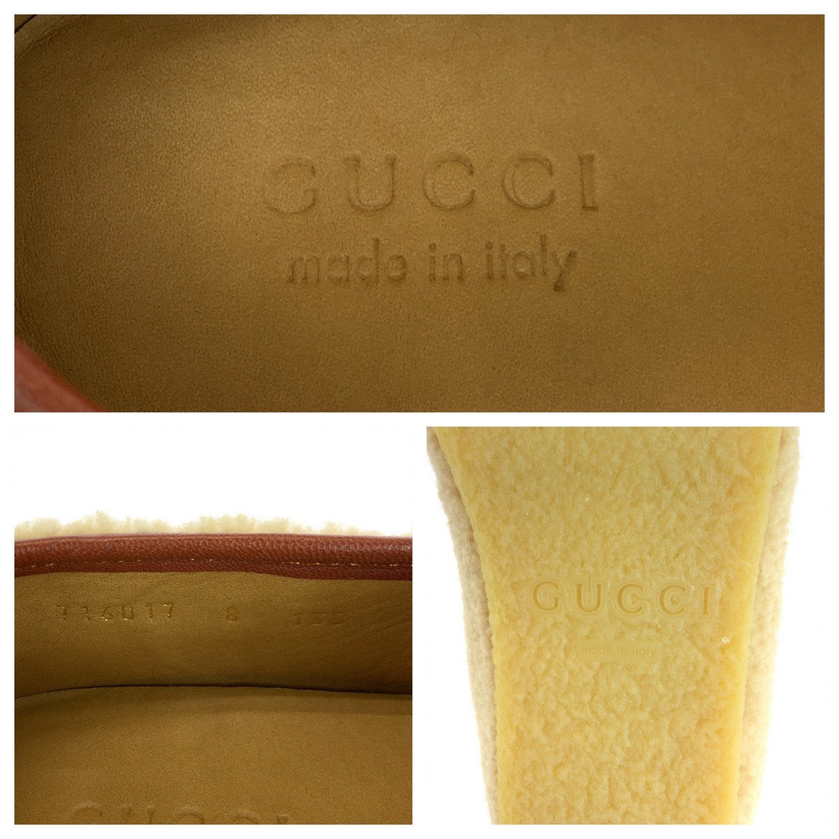 GUCCI loafers Mouton Brown Gold Metal Loafer moccasin Horsebit Women 8 Used 100% authentic ✨Unused, pristine condition