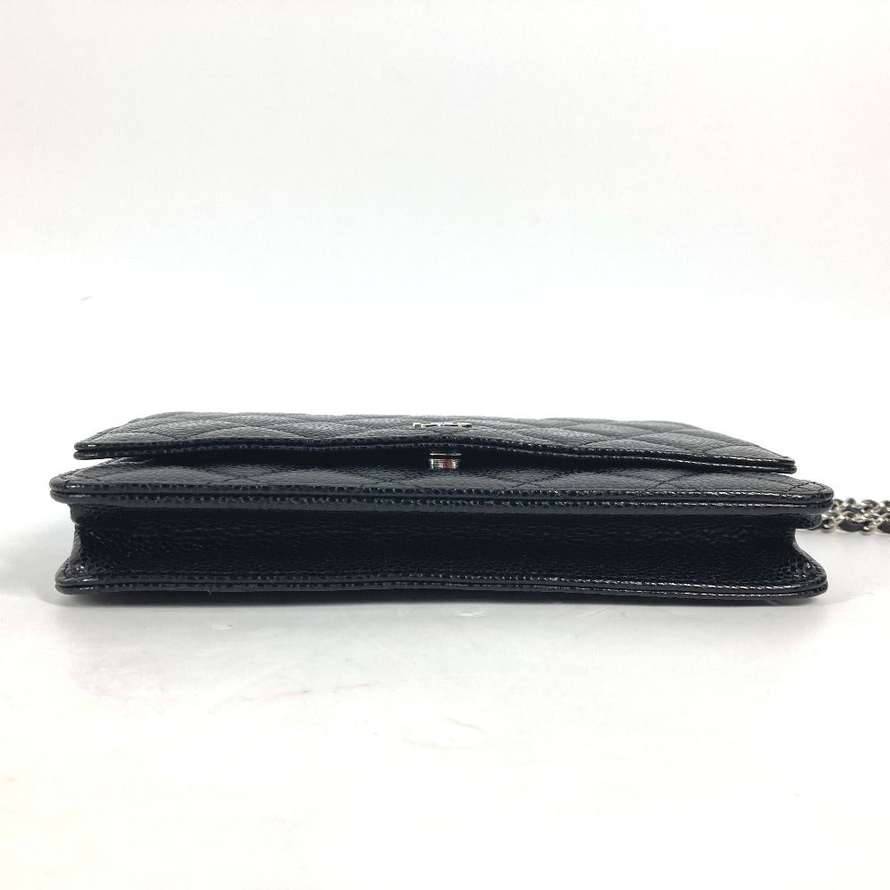 CHANEL Chain Wallet in Black Quilted Caviar Leather – Designed by Karl Lagerfeld, 2010s, 100% Authentic Pre-Owned