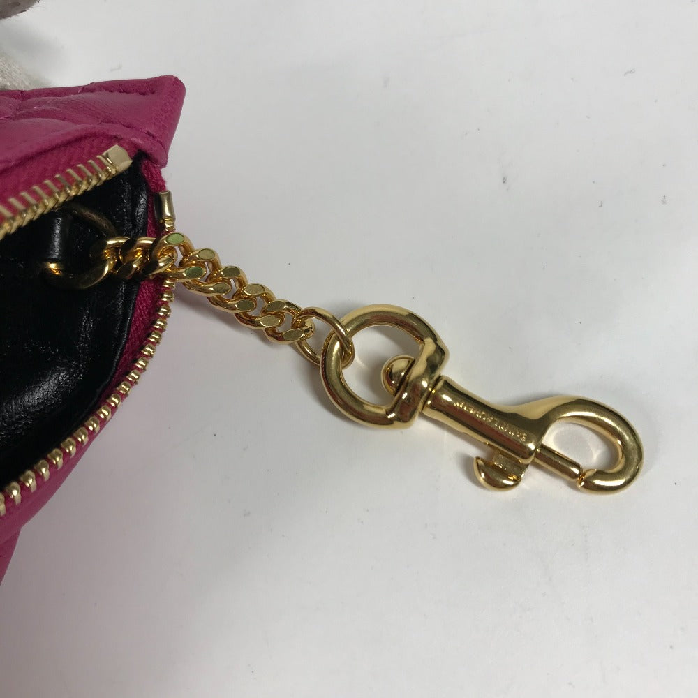 SAINT LAURENT PARIS Coin case leather pink Quilting Triangle Women Used Authentic✨Near New