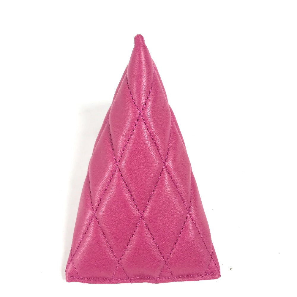 SAINT LAURENT PARIS Coin case leather pink Quilting Triangle Women Used Authentic✨Near New