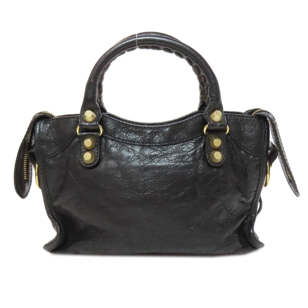 Balenciaga 00024768 by Nicolas Ghesquière – Giant Mini City Bag, 2WAY Style, Black Leather with Giant Gold Hardware, 2010s Collection, 100% Authentic Pre - Owned Item No. 75514657 - LLUXE.CA