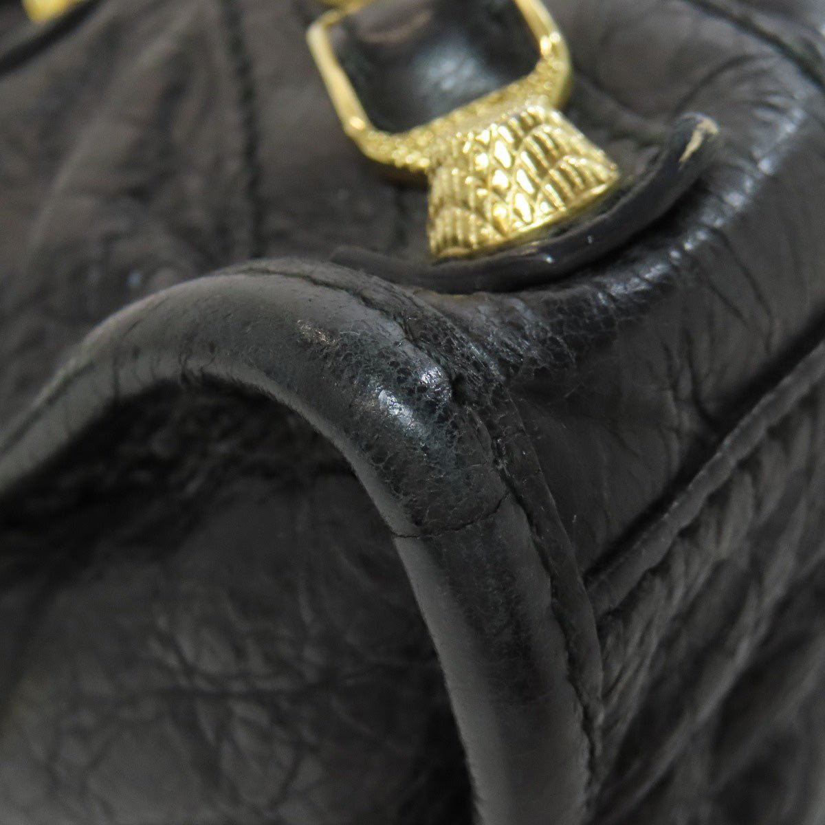 Balenciaga 00024768 by Nicolas Ghesquière – Giant Mini City Bag, 2WAY Style, Black Leather with Giant Gold Hardware, 2010s Collection, 100% Authentic Pre - Owned Item No. 75514657 - LLUXE.CA