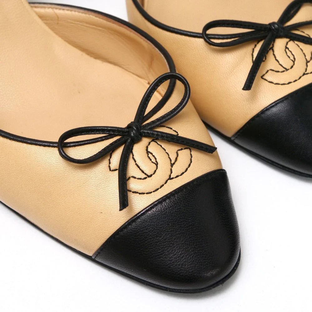 CHANEL – Pumps – Beige with Black Cap Toe – Karl Lagerfeld – Circa 2017 – 100% Authentic Pre - Owned - LLUXE.CA