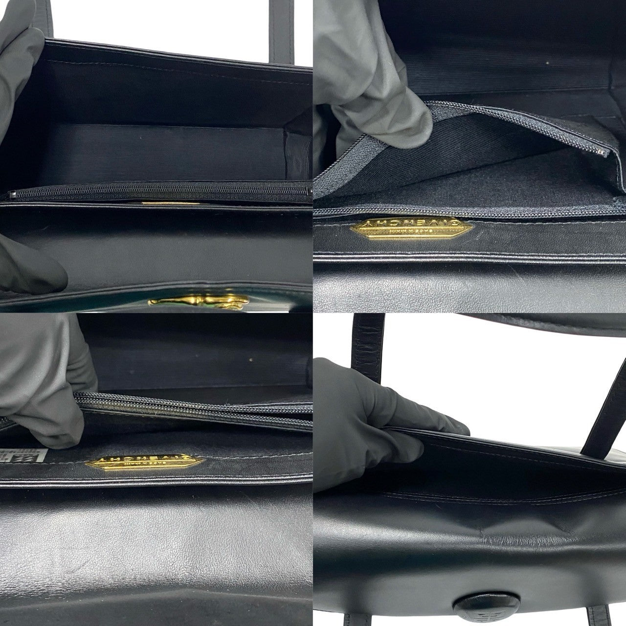 GIVENCHY Vintage Black Leather Handbag with Gold Medallion Logo (Circa 1980s–1990s, Designer: Hubert de Givenchy) – Pre - Owned, 100% Authentic - LLUXE.CA